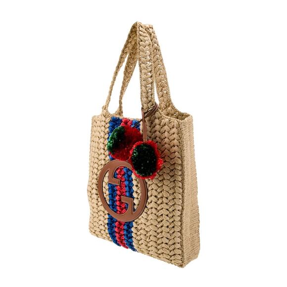 Gucci Woven Tote with Red and Blue Accents - Picture 2 of 5